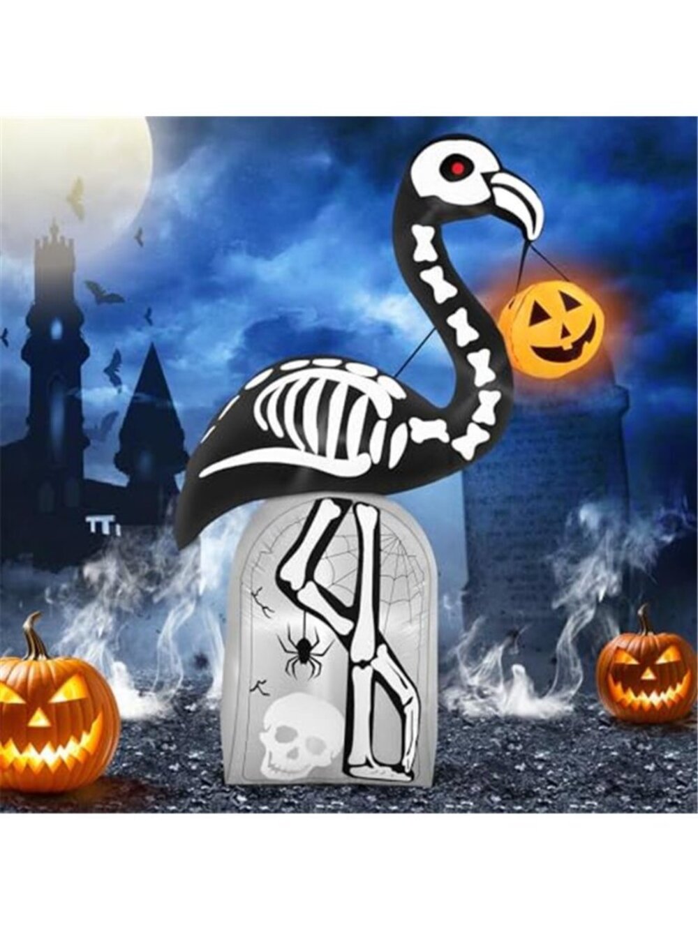 6FT Tall Halloween Inflatables Flamingo Skeleton Outdoor Decoration